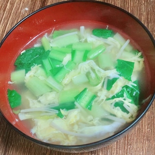 えのきと小松菜のかきたまスープ